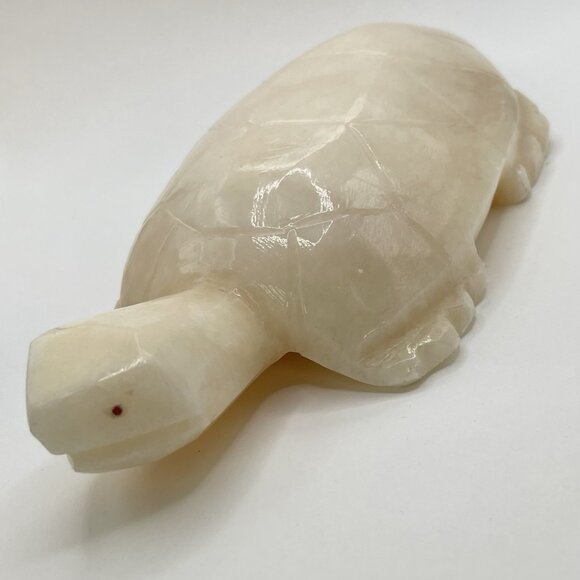 Vintage Large 8 in Hand Carved Onyx Stone Turtle Tortoise Faded 3.75” W 1.5” H